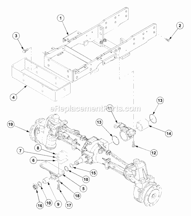 Frame And Front Axle Diagram and Parts List for 7532 54AF44G-710, 54AH44G-710, 54AN44G-710 Cub Cadet Lawn Tractor